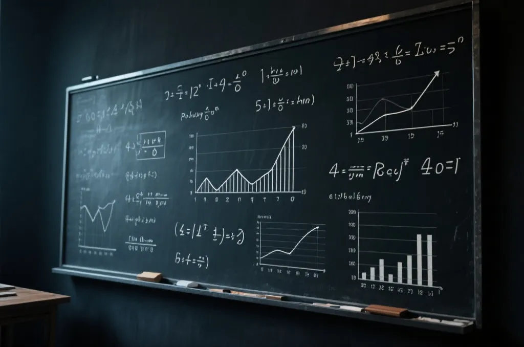 数学公式与走势分析黑板插图